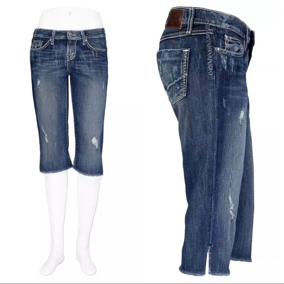 BKE The Buckle Womens Sz 25 Sarah Stretch Cropped Jeans Capri Denim Distressed - Picture 2 of 11